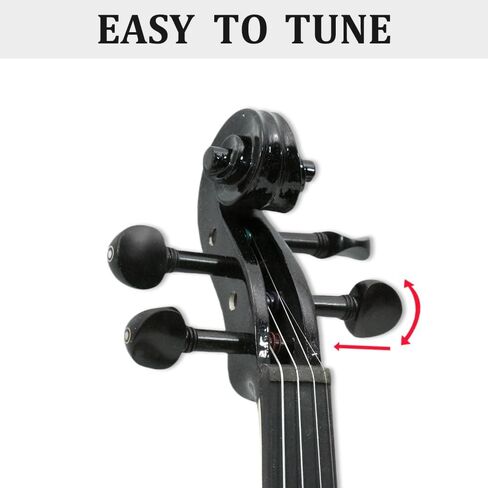 4/4 Full Size Electric Violin – Silent Electric Violin with Headphone Jack, Ebony Fittings – Includes Case, Bow, – Ideal for Practice & Performance (Black) in Saudi Arabia