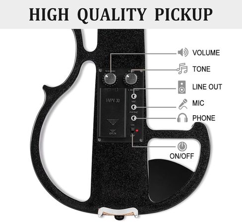 4/4 Full Size Electric Violin – Silent Electric Violin with Headphone Jack, Ebony Fittings – Includes Case, Bow, – Ideal for Practice & Performance (Black) in Saudi Arabia