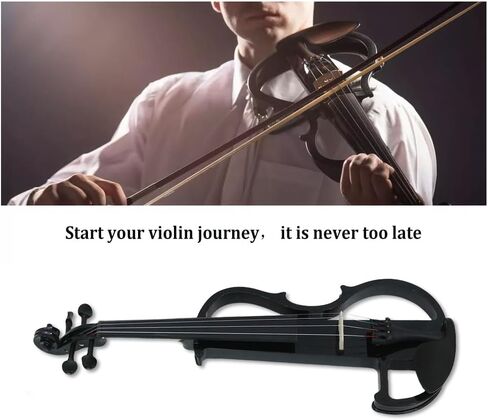 4/4 Full Size Electric Violin – Silent Electric Violin with Headphone Jack, Ebony Fittings – Includes Case, Bow, – Ideal for Practice & Performance (Black) in Saudi Arabia
