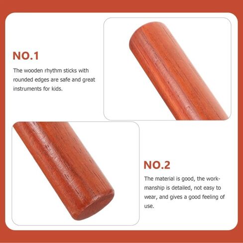 Wooden Rhythm Sticks 1 Pair – Solid Hardwood Percussion Instrument with Smooth Rounded Edges, Natural Finish Drum Sticks for Music Education, Rhythm Training & Group Percussion in Saudi Arabia