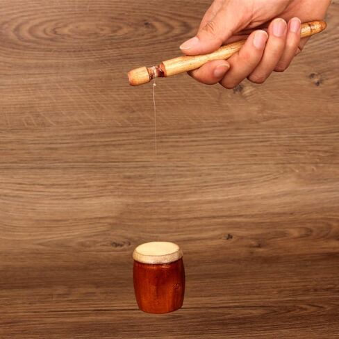 Frog croaker, frog croaker tube frog croaking forest sound effect sound healing meditation Traditional Wooden Frog Croaker Instrument Natural Wood with Sheepskin Head in Saudi Arabia