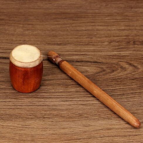 Frog croaker, frog croaker tube frog croaking forest sound effect sound healing meditation Traditional Wooden Frog Croaker Instrument Natural Wood with Sheepskin Head in Saudi Arabia