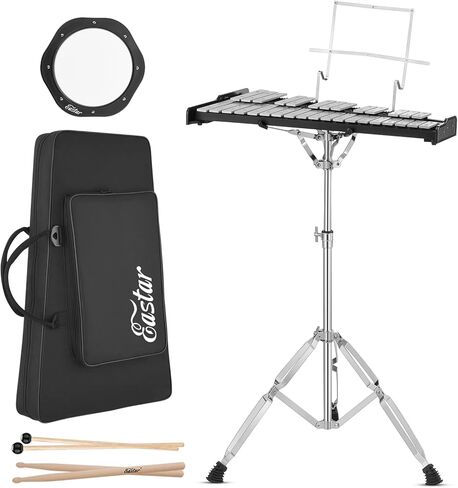 Eastar Advanced 32 Note Glockenspiel Xylophone Bell Kit Beginner Students, Percussion Kit with 8'' Drum Practice Pad, Adjustable Stand, Glockenspiel Stick, Drum Sticks and Carrying Bag in Saudi Arabia