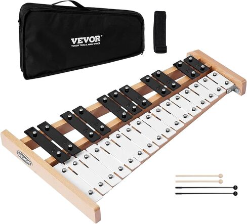 VEVOR Glockenspiel Xylophone، 27 ملاحظة، أداة قرع إكسيليفون احترافية، مع مفاتيح معدنية، تتضمن 4 مطارق، حقيبة حمل، آلة موسيقية للمبتدئين لتعليم الموسيقى للبالغين والأطفال in Saudi Arabia