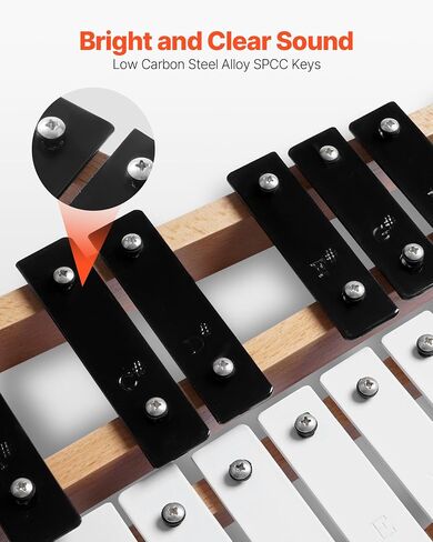 VEVOR Glockenspiel Xylophone، 27 ملاحظة، أداة قرع إكسيليفون احترافية، مع مفاتيح معدنية، تتضمن 4 مطارق، حقيبة حمل، آلة موسيقية للمبتدئين لتعليم الموسيقى للبالغين والأطفال in Saudi Arabia