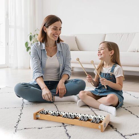 VEVOR Glockenspiel Xylophone، 27 ملاحظة، أداة قرع إكسيليفون احترافية، مع مفاتيح معدنية، تتضمن 4 مطارق، حقيبة حمل، آلة موسيقية للمبتدئين لتعليم الموسيقى للبالغين والأطفال in Saudi Arabia