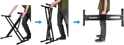 Rockville RKS-AIR Keyboard Stand, Gas Spring, Adjustable 22-38in| Hydraulic One-Button Folding, Double X-Style, 110lb Capacity in Saudi Arabia
