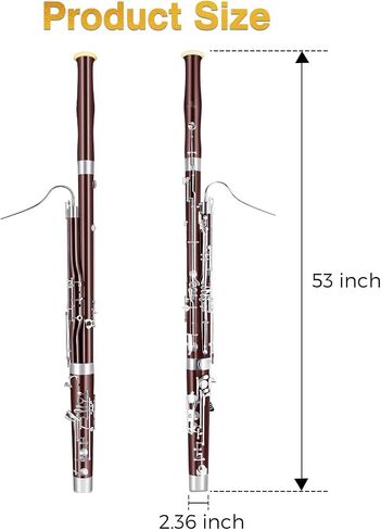 ROWELL Maple Bassoon C Key Professional Bassoon with Self-Locking Mechanism 26 Keys Silver Plated Bassoons Instrument with Case and Care Kit, Ideal for School Band, Orchestra, and Home Practice Red in Saudi Arabia