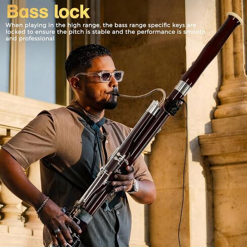 ROWELL Maple Bassoon C Key Professional Bassoon with Self-Locking Mechanism 26 Keys Silver Plated Bassoons Instrument with Case and Care Kit, Ideal for School Band, Orchestra, and Home Practice Red in Saudi Arabia