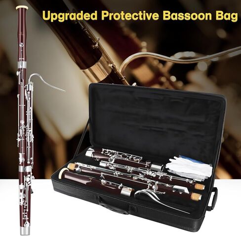 ROWELL Maple Bassoon C Key Professional Bassoon with Self-Locking Mechanism 26 Keys Silver Plated Bassoons Instrument with Case and Care Kit, Ideal for School Band, Orchestra, and Home Practice Red in Saudi Arabia