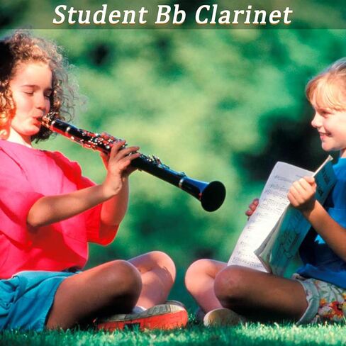 Bb Clarinet For Beginners Students B Flat Clarinet 17 Keys Clarinets with Case Stand Strap 2 Barrels 8 Mouthpiece Cushion White Gloves Cleaning Kit (Black) in Kuwait