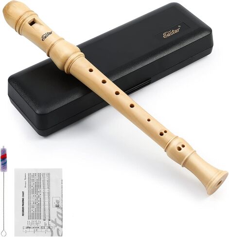 Eastar Soprano Beginners Recorder Baroque fingering C Key Maple Descant Recorder Instrument for Kids Adults, 3 Piece Recorder With Hard Case, Fingering Chart, Cleaning Kit, ERS-31BM in Saudi Arabia