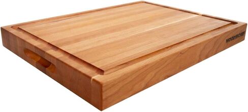Medium Wood Cutting Board from American Cherry - A Reversible Butcher Block That Comes with Juice Groove for Cutting Meat and Juicy Veggies Easily - Cherry Chopping Board - 16x12x1.5 inches in Saudi Arabia