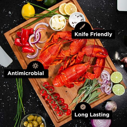 Medium Wood Cutting Board from American Cherry - A Reversible Butcher Block That Comes with Juice Groove for Cutting Meat and Juicy Veggies Easily - Cherry Chopping Board - 16x12x1.5 inches in Saudi Arabia