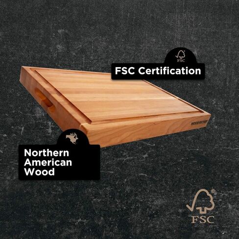 Medium Wood Cutting Board from American Cherry - A Reversible Butcher Block That Comes with Juice Groove for Cutting Meat and Juicy Veggies Easily - Cherry Chopping Board - 16x12x1.5 inches in Saudi Arabia
