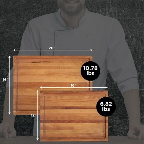 Medium Wood Cutting Board from American Cherry - A Reversible Butcher Block That Comes with Juice Groove for Cutting Meat and Juicy Veggies Easily - Cherry Chopping Board - 16x12x1.5 inches in Saudi Arabia
