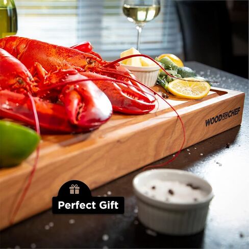 Medium Wood Cutting Board from American Cherry - A Reversible Butcher Block That Comes with Juice Groove for Cutting Meat and Juicy Veggies Easily - Cherry Chopping Board - 16x12x1.5 inches in Saudi Arabia