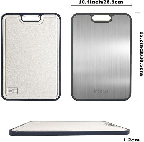 100% Pure Titanium Cutting Board, 2 in 1 Titanium Cutting Boards for Kitchen, Dishwasher Safe Cuttings Boards Double Sided with Juice Groove, Non-slip Wheat Straw PP Chopping Board, 15.2"×10.4" in Saudi Arabia