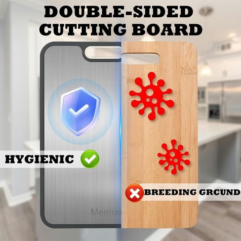 100% Pure Titanium Cutting Board, 2 in 1 Titanium Cutting Boards for Kitchen, Dishwasher Safe Cuttings Boards Double Sided with Juice Groove, Non-slip Wheat Straw PP Chopping Board, 15.2"×10.4" in Saudi Arabia
