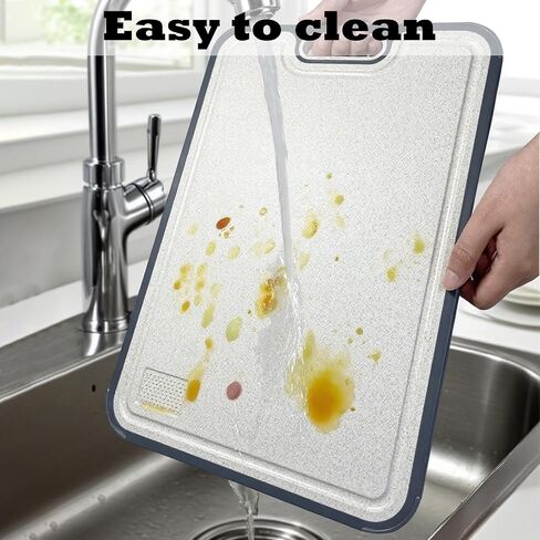100% Pure Titanium Cutting Board, 2 in 1 Titanium Cutting Boards for Kitchen, Dishwasher Safe Cuttings Boards Double Sided with Juice Groove, Non-slip Wheat Straw PP Chopping Board, 15.2"×10.4" in Saudi Arabia