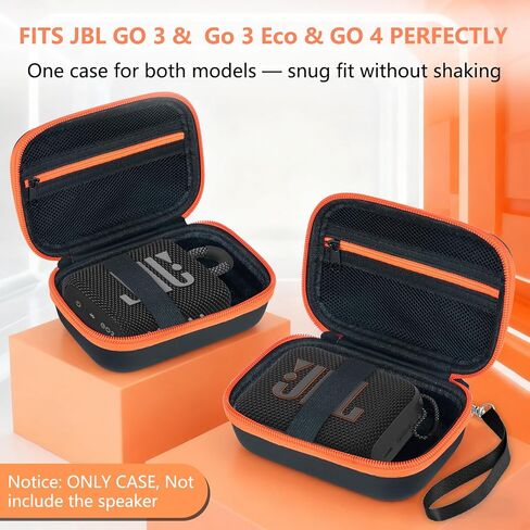 حافظة صلبة محمولة من مادة EVA لهاتف JBL Go 3 و3 Eco and Go 4، حافظة مكبر صوت بلوتوث مقاومة للماء والصدمات مع حزام قابل للتعديل مقاس 63 بوصة، وحقائب حمل للسفر للخارج أو التخييم أو الشاطئ - أسود in Kuwait