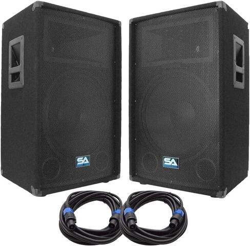 الصوت الزلزالي - SA-15T-PKG21 - زوج من مكبرات الصوت PA/DJ مقاس 15 بوصة مع كابلين مكبر صوت مقاس 25 بوصة - حزمة سماعات وكابلات PA مقاس 15 بوصة in Saudi Arabia