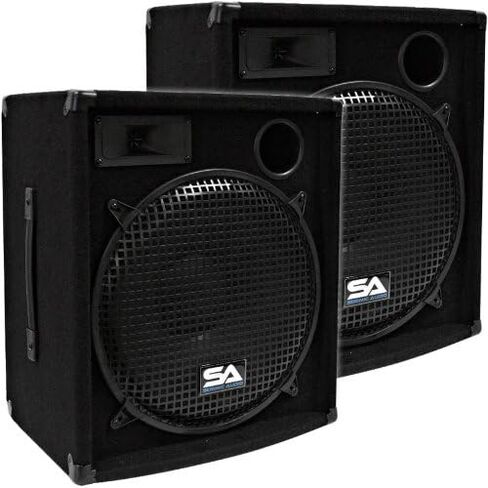 Seismic Audio - SA-15.2-PKG1 - Pair of Compact 15" PA Speakers with Two Tripod Speaker Stands in Saudi Arabia