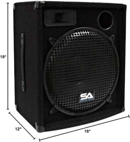 Seismic Audio - SA-15.2-PKG1 - Pair of Compact 15" PA Speakers with Two Tripod Speaker Stands in Saudi Arabia