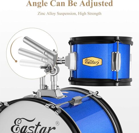 Drum Set Eastar 16 inch 5-Piece, Junior Drum Kit for Beginners Kids Teenagers with Adjustable Throne and Cymbal, Pedal & Drumsticks, Metallic Black (EDS-350MBK) in Saudi Arabia