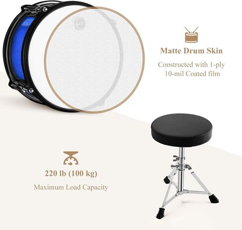 Drum Set Eastar 16 inch 5-Piece, Junior Drum Kit for Beginners Kids Teenagers with Adjustable Throne and Cymbal, Pedal & Drumsticks, Metallic Black (EDS-350MBK) in Saudi Arabia