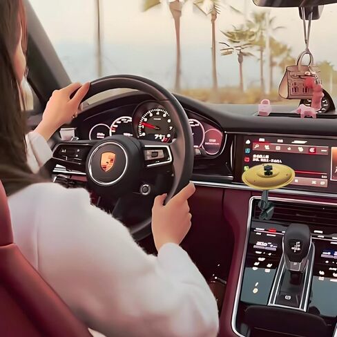 طقم طبل صنج السيارة مكون من قطعتين لفتحة تهوية الهواء - لعبة قرع مضحكة على لوحة القيادة لتخفيف التوتر ومتعة ازدحام المرور، صنج تحطم صغير للديكور الداخلي للسيارة من أجل لوحة القيادة in Saudi Arabia