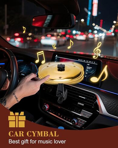 فتحة تهوية طبلة الصنج للسيارة، صنج معدني صغير للوحة قيادة السيارة، ملحقات الآلات الموسيقية المضحكة للسيارة هدية لمحبي موسيقى الطبول، ذهبي in Kuwait