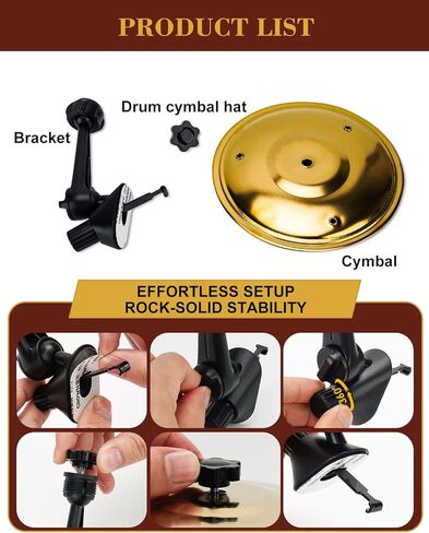 فتحة تهوية طبلة الصنج للسيارة، صنج معدني صغير للوحة قيادة السيارة، ملحقات الآلات الموسيقية المضحكة للسيارة هدية لمحبي موسيقى الطبول، ذهبي in Kuwait