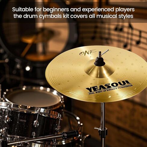 حزمة الصنج، مجموعة الصنج الطبل 14 بوصة/14 بوصة/16 ​​بوصة/18 بوصة/20 بوصة 5 قطع الصنج مع حقيبة الصنج لمجموعة الطبل (5 قطع حزمة الصنج الذهبي منخفض الحجم مع حقيبة) in Kuwait