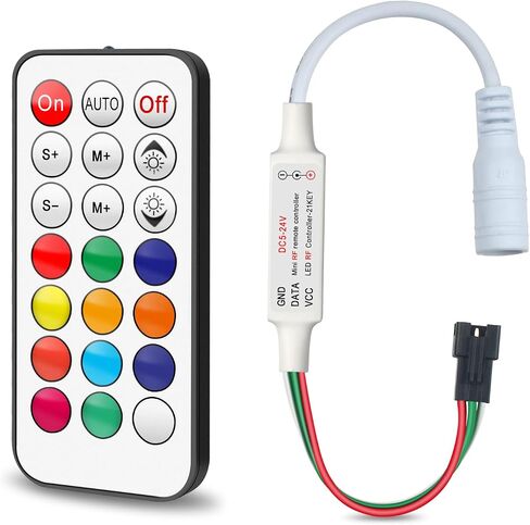 وحدة تحكم RGBZONE 3-PIN LED، جهاز تحكم عن بعد لاسلكي RF، وحدة تحكم صغيرة DC5V/12V/24V لشرائط الإضاءة Dream Color WS2812B WS2812 WS2811 (21 مفتاحًا) in Kuwait