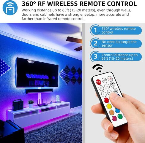 وحدة تحكم RGBZONE 3-PIN LED، جهاز تحكم عن بعد لاسلكي RF، وحدة تحكم صغيرة DC5V/12V/24V لشرائط الإضاءة Dream Color WS2812B WS2812 WS2811 (21 مفتاحًا) in Kuwait
