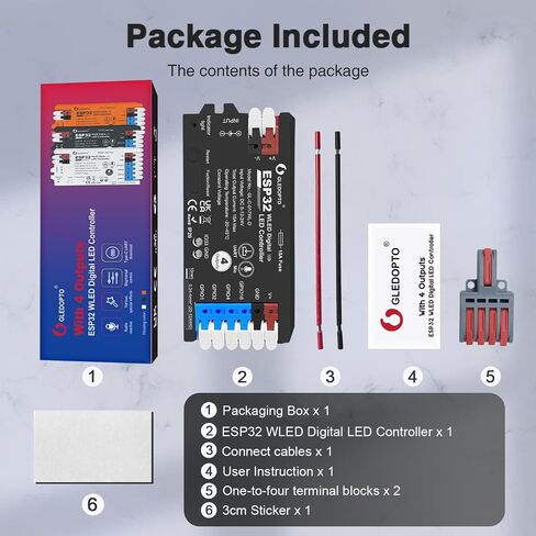 ESP32 WLED LED Strip Controller 4 Channel Outputs 15A Fuse Link TI Level Shifter UART Download DIY Dynamic Lighting Mode APP Control for Digital RGB IC WS2811 WS2812 WS2815 SK6812 etc in Saudi Arabia