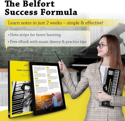 ملصقات بيانو قابلة للإزالة - شرائط سيليكون قابلة لإعادة الاستخدام - ملصقات ملاحظات لـ 88 مفتاحًا بالحجم الكامل - تعلم باستخدام ملصقات لوحة مفاتيح البيانو للمبتدئين - بما في ذلك صندوق الهدايا - ملحقات التعلم (للبالغين والأطفال) in Kuwait