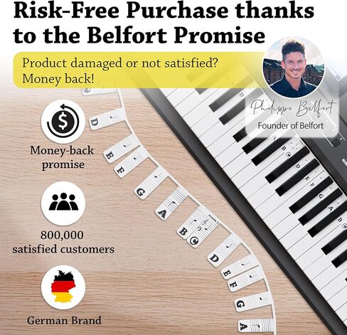 ملصقات بيانو قابلة للإزالة - شرائط سيليكون قابلة لإعادة الاستخدام - ملصقات ملاحظات لـ 88 مفتاحًا بالحجم الكامل - تعلم باستخدام ملصقات لوحة مفاتيح البيانو للمبتدئين - بما في ذلك صندوق الهدايا - ملحقات التعلم (للبالغين والأطفال) in Kuwait