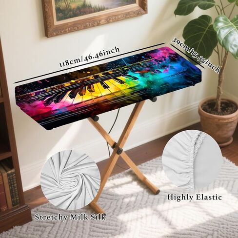 Nuxovilar Stretchy 88 Keys Keyboard Piano Dust Cover, Dust - Proof Elastic Milk Silk with Vivid Colorful Keyboard Keys Pattern for Digital Keyboards in Saudi Arabia