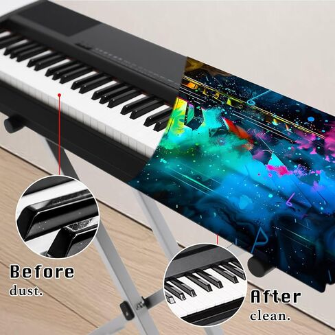 Nuxovilar Stretchy 88 Keys Keyboard Piano Dust Cover, Dust - Proof Elastic Milk Silk with Vivid Colorful Keyboard Keys Pattern for Digital Keyboards in Saudi Arabia