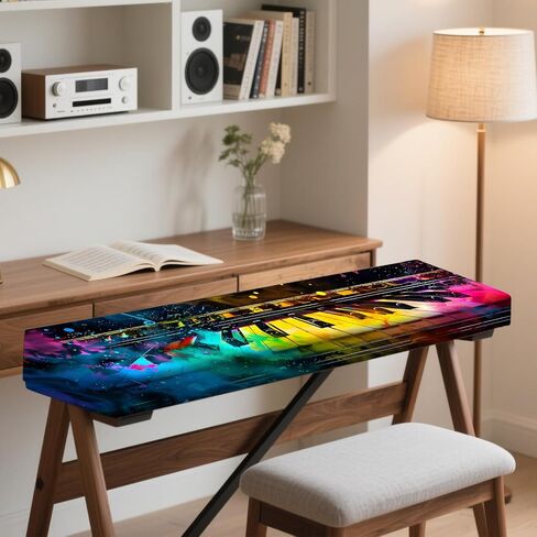 Nuxovilar Stretchy 88 Keys Keyboard Piano Dust Cover, Dust - Proof Elastic Milk Silk with Vivid Colorful Keyboard Keys Pattern for Digital Keyboards in Saudi Arabia