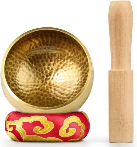 Tibetan Singing Bowl Set - Meditation Sound Bowl Cushion with Wooden Striker for Yoga, Meditation & Relaxation, Mindfulness,Chakra Healing, Stress Relief, Self-Regulation in Saudi Arabia