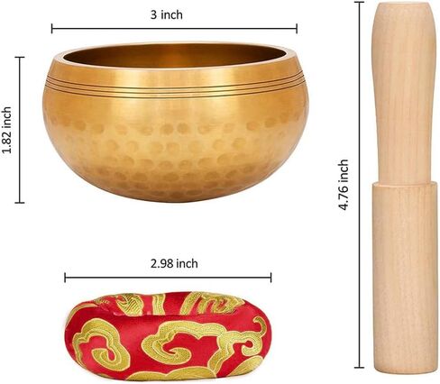 Tibetan Singing Bowl Set - Meditation Sound Bowl Cushion with Wooden Striker for Yoga, Meditation & Relaxation, Mindfulness,Chakra Healing, Stress Relief, Self-Regulation in Saudi Arabia