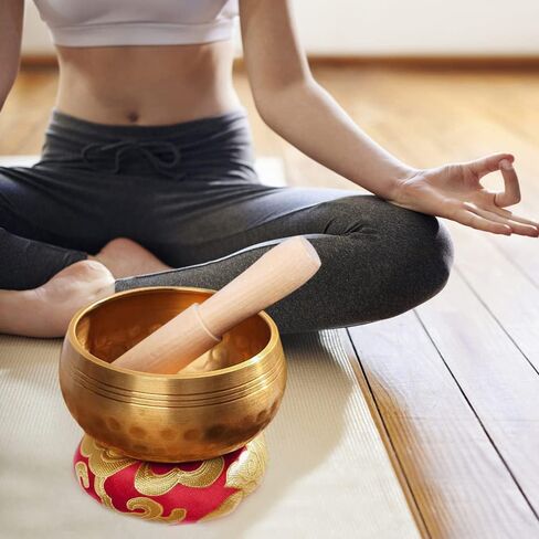 Tibetan Singing Bowl Set - Meditation Sound Bowl Cushion with Wooden Striker for Yoga, Meditation & Relaxation, Mindfulness,Chakra Healing, Stress Relief, Self-Regulation in Saudi Arabia