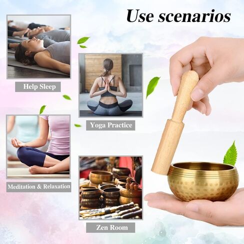 Tibetan Singing Bowl Set - Meditation Sound Bowl Cushion with Wooden Striker for Yoga, Meditation & Relaxation, Mindfulness,Chakra Healing, Stress Relief, Self-Regulation in Saudi Arabia