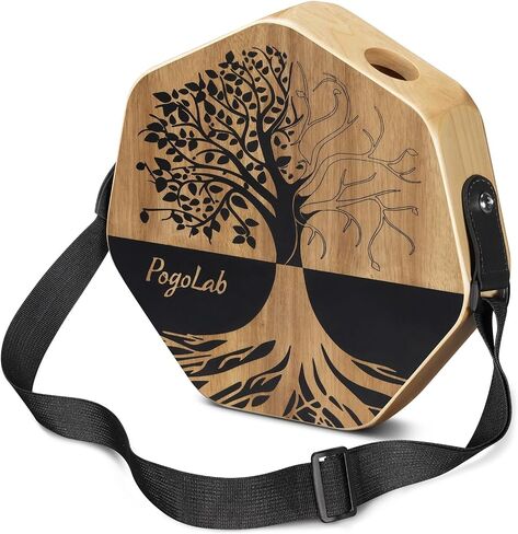 Three-tone Cajon, Portable Travel Drum Box with Adjustable Strap, Unique Appearance, Easy to Carry, for Home and Outdoor, Beautiful Percussion Instrument Gift (Brown) in Saudi Arabia