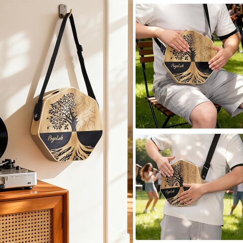 Three-tone Cajon, Portable Travel Drum Box with Adjustable Strap, Unique Appearance, Easy to Carry, for Home and Outdoor, Beautiful Percussion Instrument Gift (Brown) in Saudi Arabia