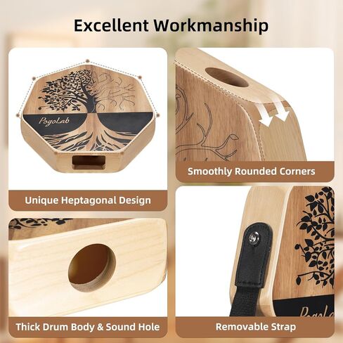 Three-tone Cajon, Portable Travel Drum Box with Adjustable Strap, Unique Appearance, Easy to Carry, for Home and Outdoor, Beautiful Percussion Instrument Gift (Brown) in Saudi Arabia
