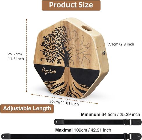 Three-tone Cajon, Portable Travel Drum Box with Adjustable Strap, Unique Appearance, Easy to Carry, for Home and Outdoor, Beautiful Percussion Instrument Gift (Brown) in Saudi Arabia